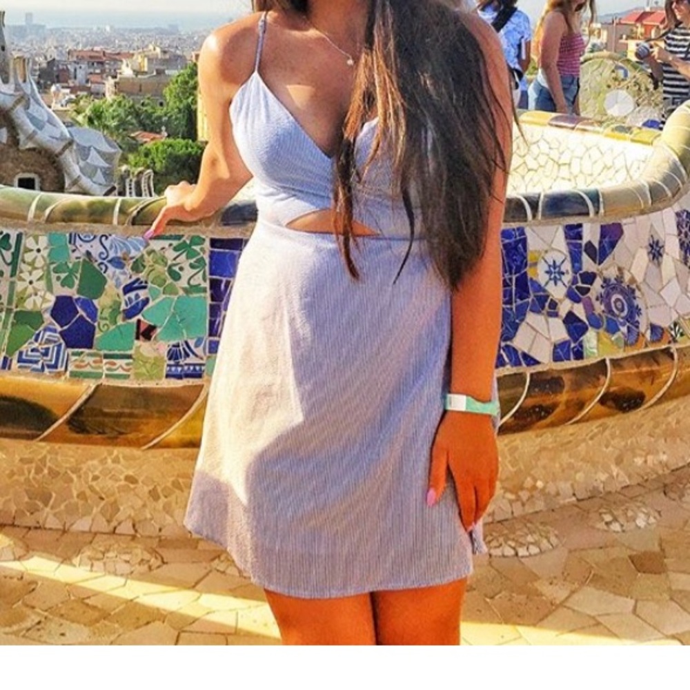 Blue and white dress